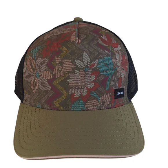 NWT Prana Netplus Floral Lower Pines Trucker Hat Unisex O/S Cargo Green Adjusts - Picture 4 of 16
